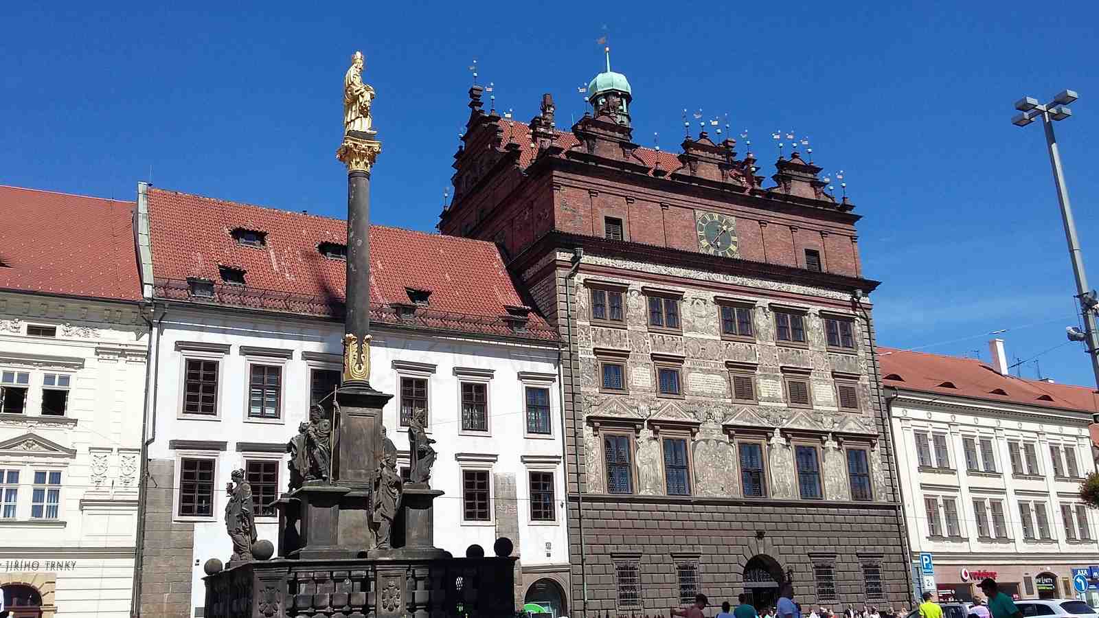 Pilsen tourist attractions: The Plague Column on Republic Square in Plzeň